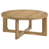 Kessler Light Oak 2-piece Round Sculptural Wood Coffee Table Set by Coaster at Eve Furniture
