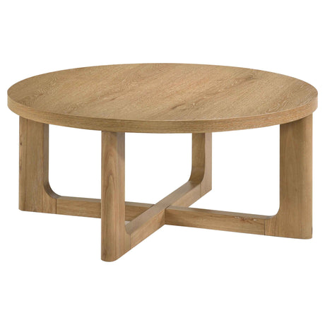 Kessler Light Oak 2-piece Round Sculptural Wood Coffee Table Set by Coaster at Eve Furniture