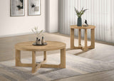 Kessler Light Oak 2-piece Round Sculptural Wood Coffee Table Set by Coaster at Eve Furniture