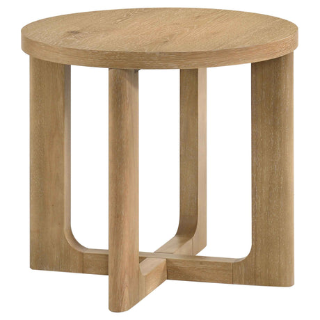 Kessler Light Oak 3-piece Round Sculptural Wood Coffee Table Set by Coaster at Eve Furniture