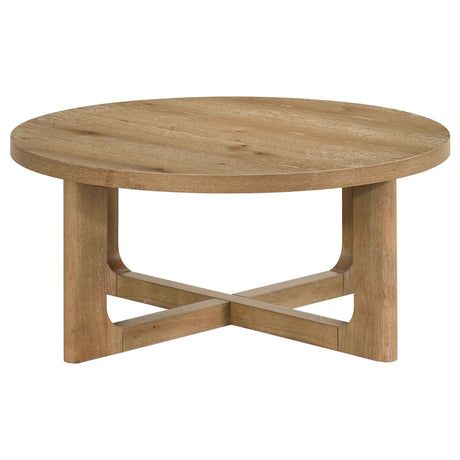 Kessler Light Oak 3-piece Round Sculptural Wood Coffee Table Set by Coaster at Eve Furniture