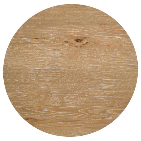Kessler Light Oak Round Sculptural Wood End Table by Coaster at Eve Furniture