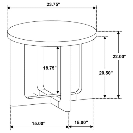 Kessler Light Oak Round Sculptural Wood End Table by Coaster at Eve Furniture
