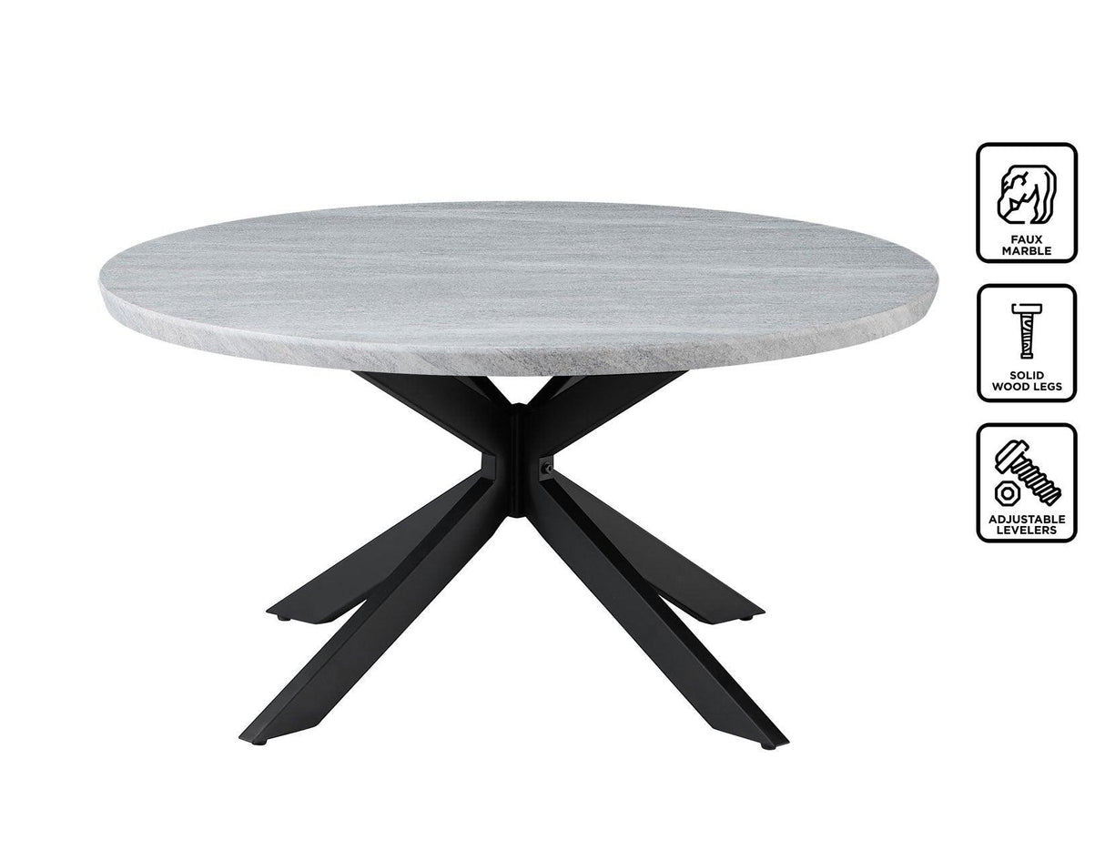 Keyla Faux-Marble Round Cocktail Table by Steve Silver at Eve Furniture
