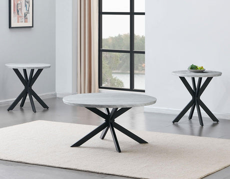 Keyla Faux-Marble Round Cocktail Table by Steve Silver at Eve Furniture