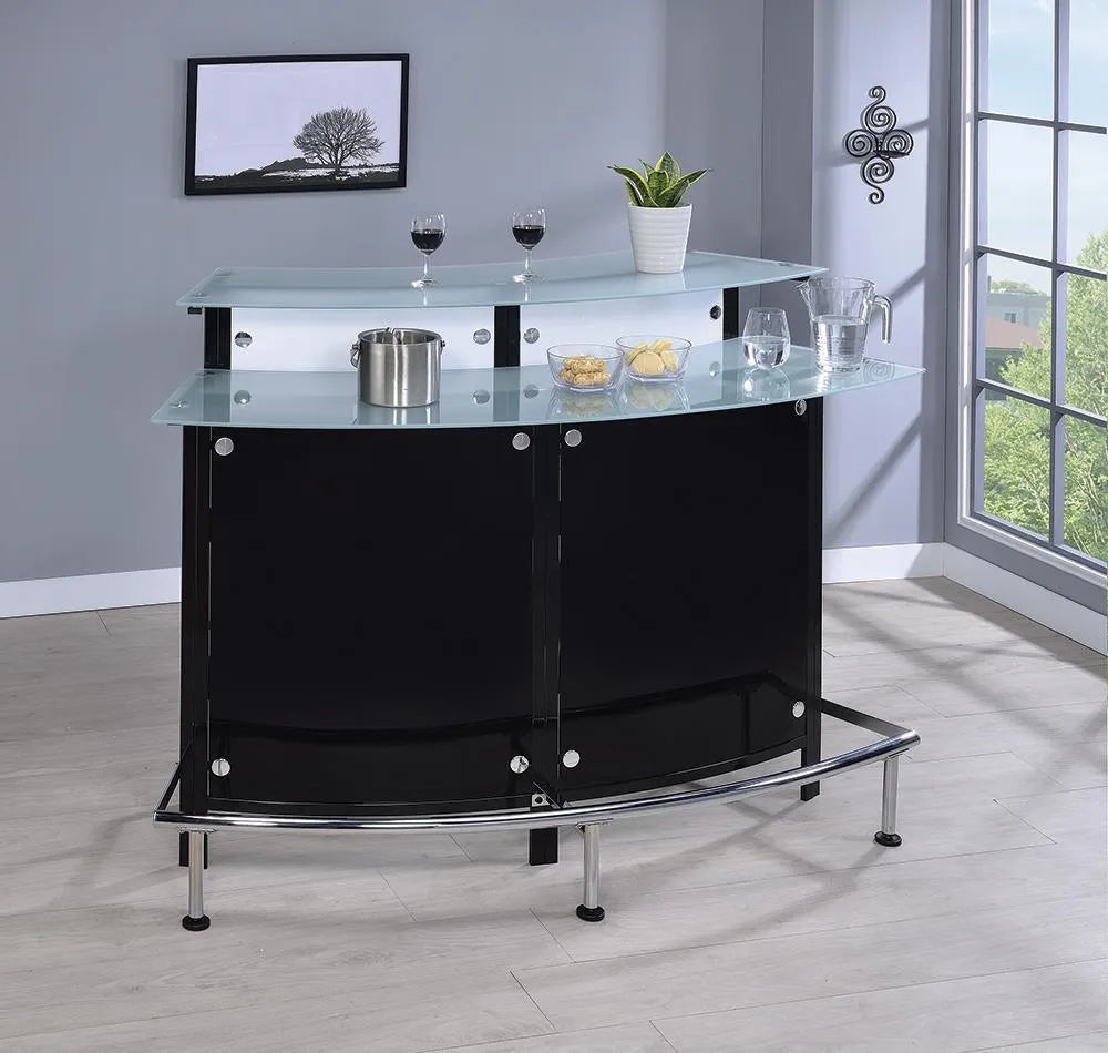 Keystone Black Glass Top Bar Unit by Coaster at Eve Furniture