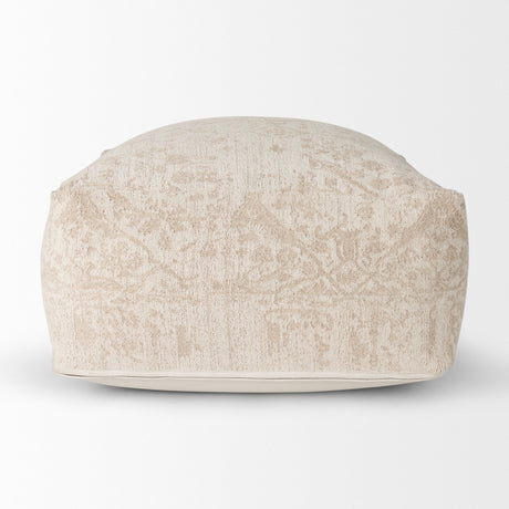 Khloe Large Cream Pouf by Mercana at Eve Furniture