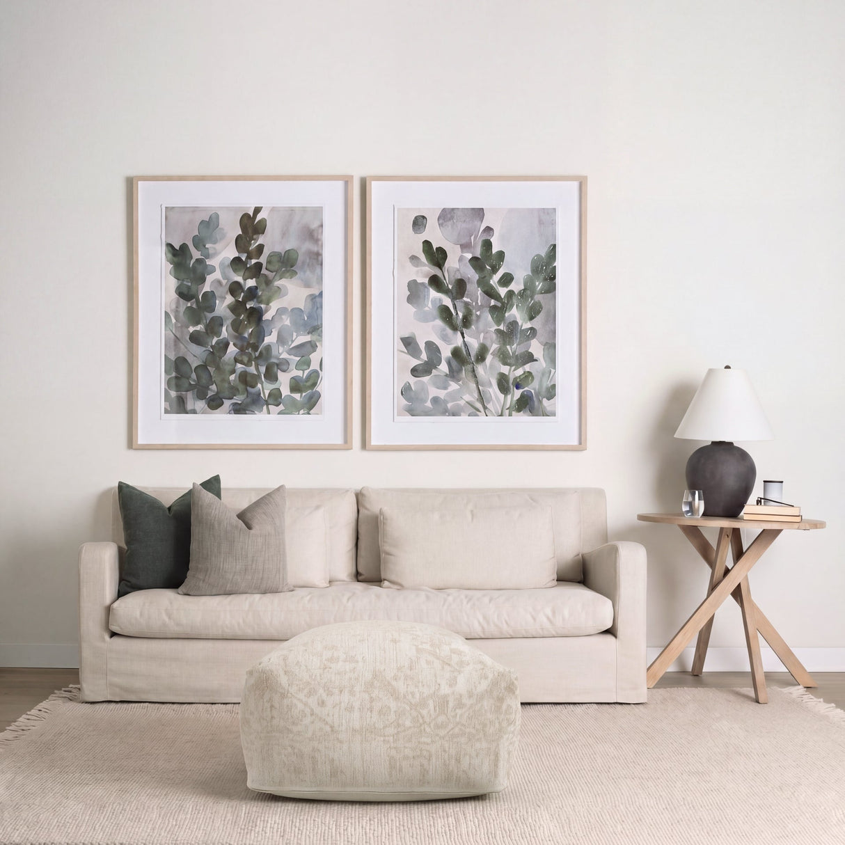 Khloe Large Cream Pouf by Mercana at Eve Furniture