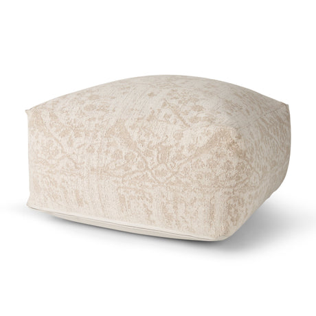 Khloe Large Cream Pouf by Mercana at Eve Furniture