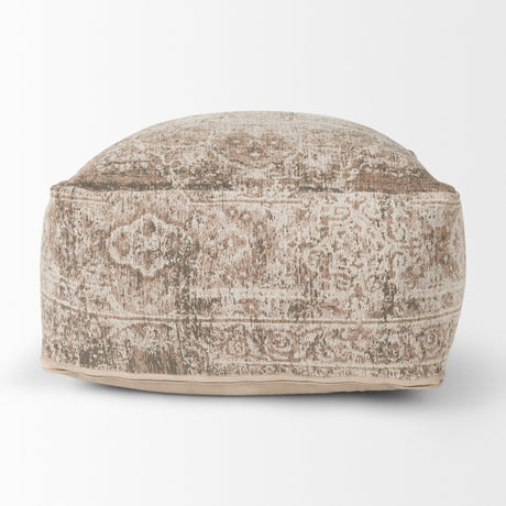 Khloe Large Taupe Pouf by Mercana at Eve Furniture
