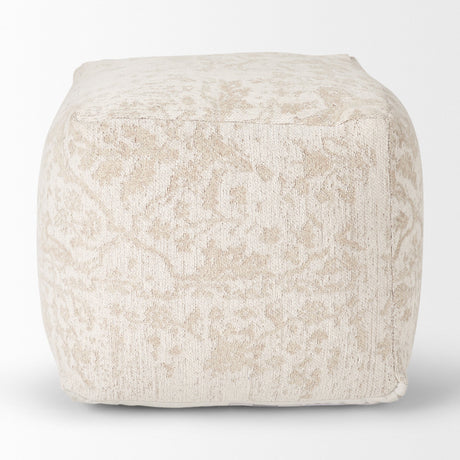 Khloe Small Cream Pouf by Mercana at Eve Furniture