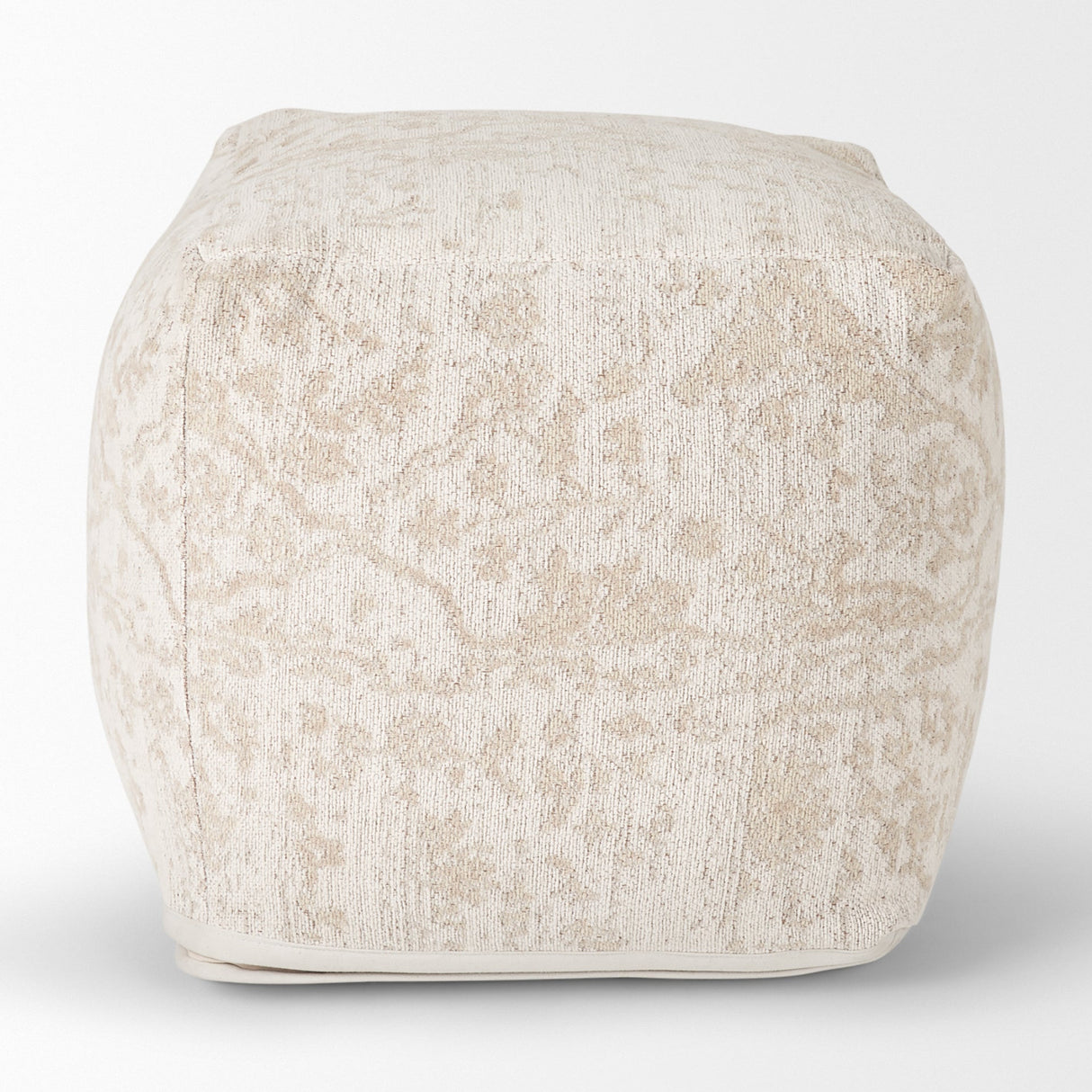 Khloe Small Cream Pouf by Mercana at Eve Furniture