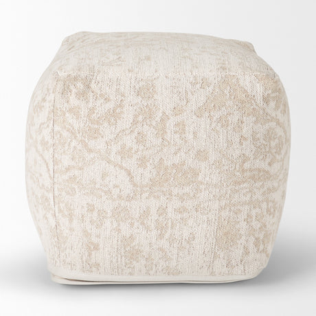 Khloe Small Cream Pouf by Mercana at Eve Furniture