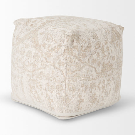 Khloe Small Cream Pouf by Mercana at Eve Furniture