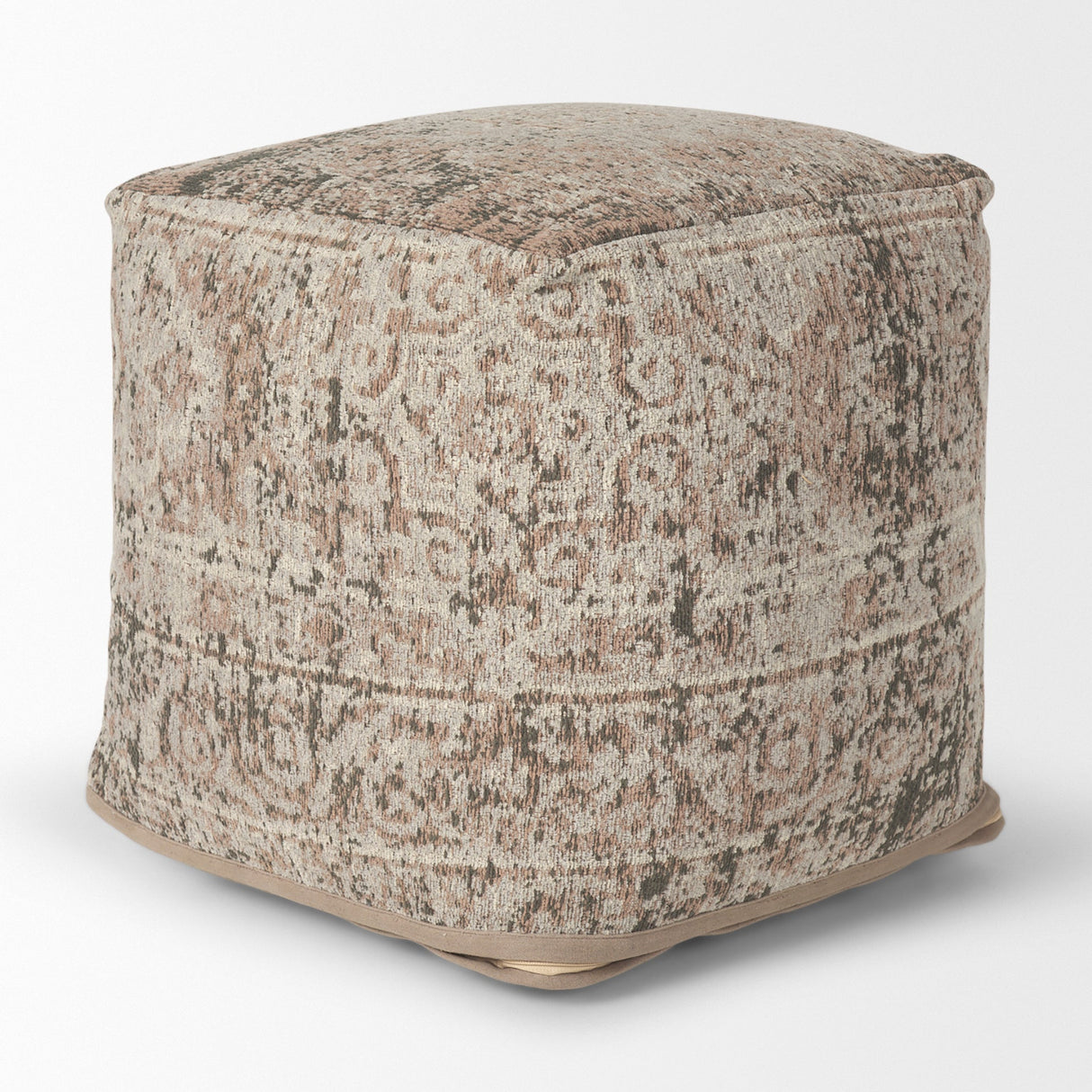 Khloe Small Taupe Pouf by Mercana at Eve Furniture