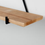 Khufu Set of Three Brown Wood W/ Black Metal Triangular Hanging Shelves by Mercana at Eve Furniture