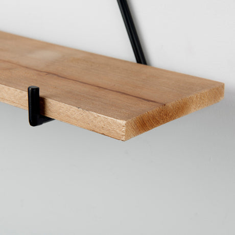 Khufu Set of Three Brown Wood W/ Black Metal Triangular Hanging Shelves by Mercana at Eve Furniture