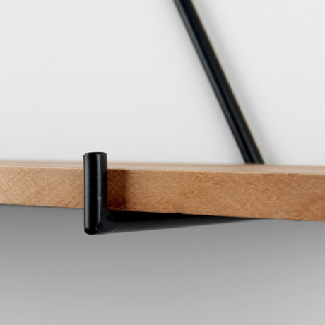 Khufu Set of Three Brown Wood W/ Black Metal Triangular Hanging Shelves by Mercana at Eve Furniture