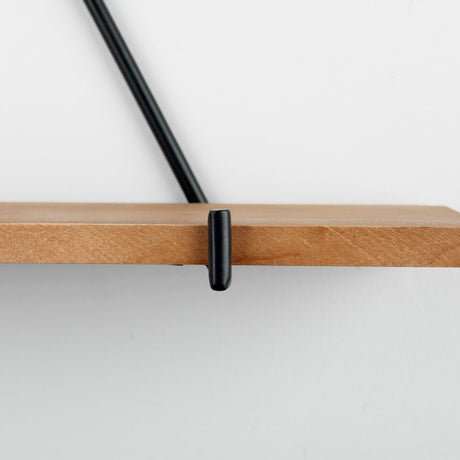 Khufu Set of Three Brown Wood W/ Black Metal Triangular Hanging Shelves by Mercana at Eve Furniture