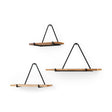 Khufu Set of Three Brown Wood W/ Black Metal Triangular Hanging Shelves by Mercana at Eve Furniture
