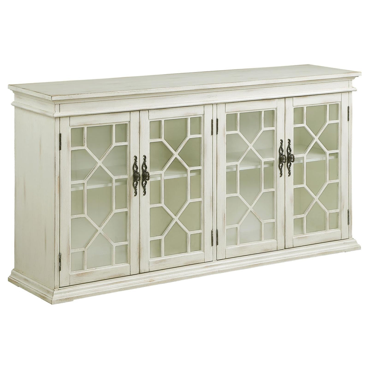 Kiara White 4-Door Accent Cabinet with Adjustable Shelves