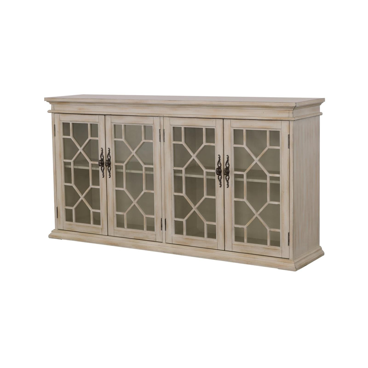 Kiara Light Honey Glass Door Accent Cabinet