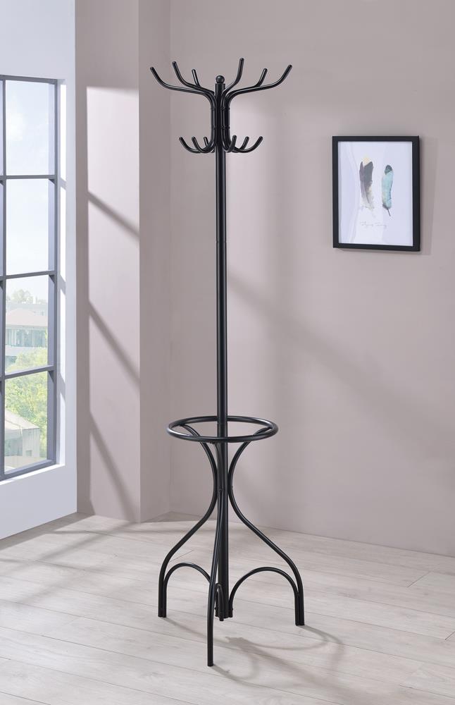 Kiefer Black Coat Rack with 12 Hooks