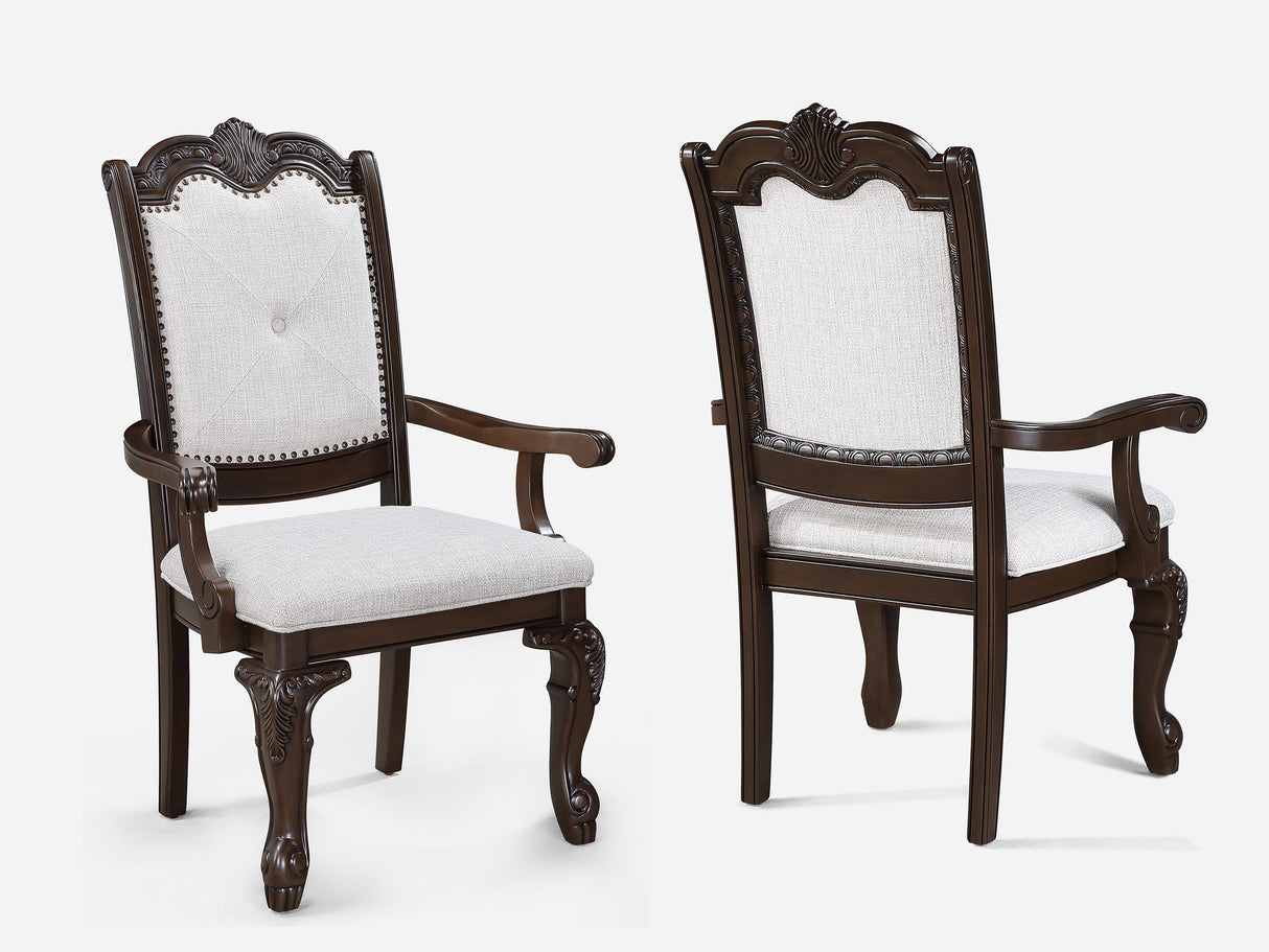 Kiera Coffee Brown and Beige Arm Chair, Set of 2 by Crown Mark at Eve Furniture