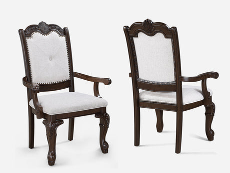 Kiera Coffee Brown and Beige Arm Chair, Set of 2 by Crown Mark at Eve Furniture