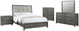 Kieran Grey 4-Piece Queen Bedroom Set with Upholstered LED Headboard