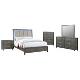 Kieran Grey 5-Piece Eastern King Bedroom Set with Upholstered LED Headboard