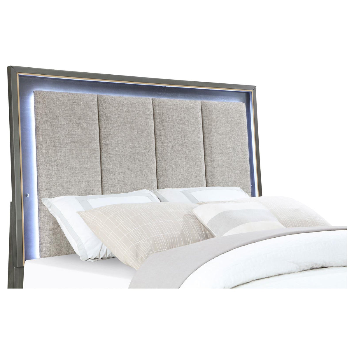 Kieran Grey 5-Piece Queen Bedroom Set with Upholstered LED Headboard