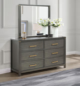 Kieran Grey 6-Drawer Bedroom Dresser with Mirror