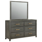 Kieran Grey 6-Drawer Bedroom Dresser with Mirror