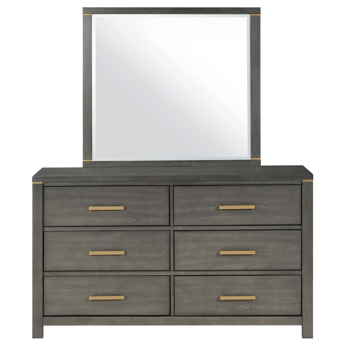 Kieran Grey 6-Drawer Bedroom Dresser with Mirror