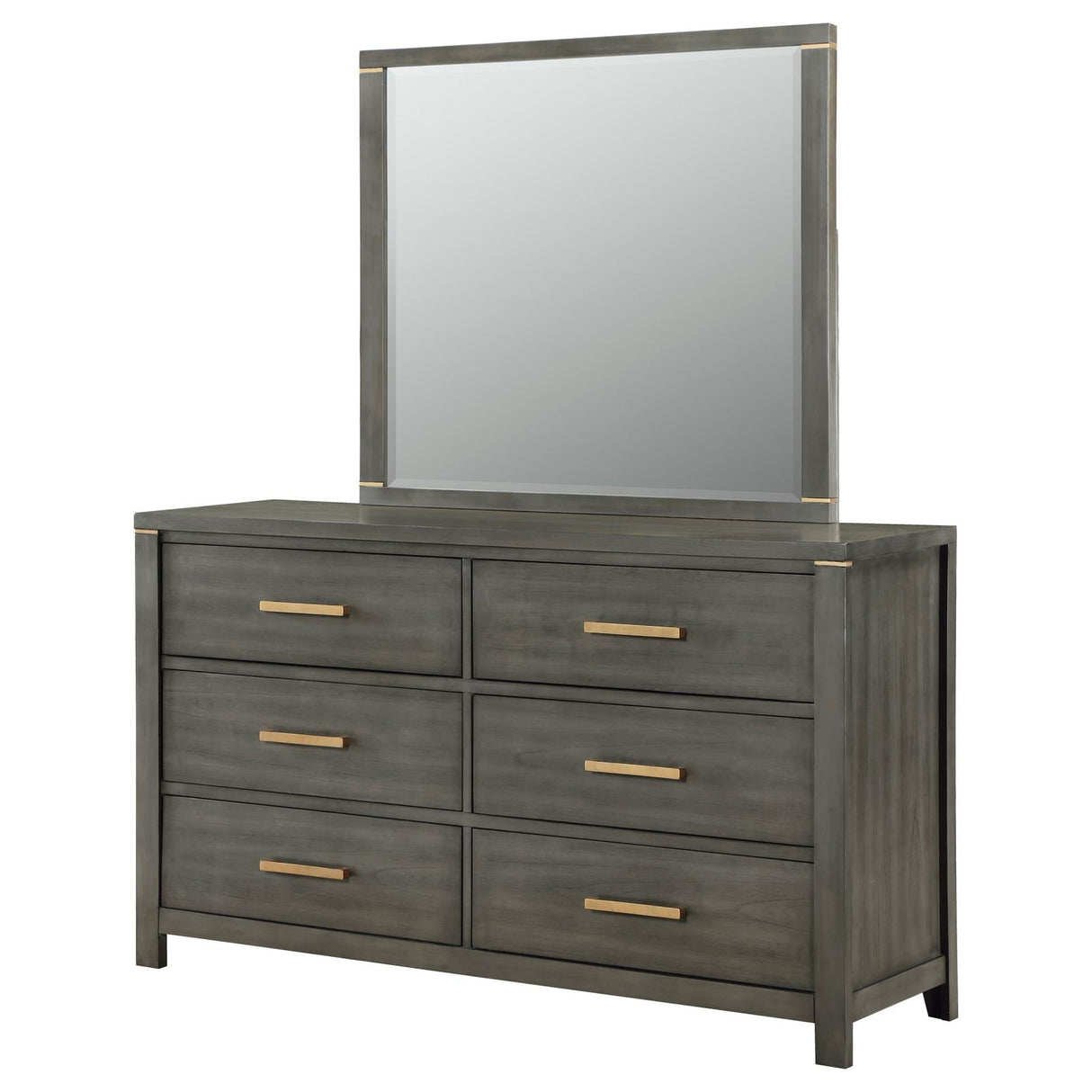 Kieran Grey 6-Drawer Bedroom Dresser with Mirror