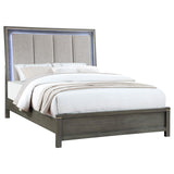 Kieran California King Panel Bed with Upholstered LED Headboard Grey