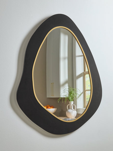 Kierlock Black/Gold Finish Accent Mirror by Ashley at Eve Furniture