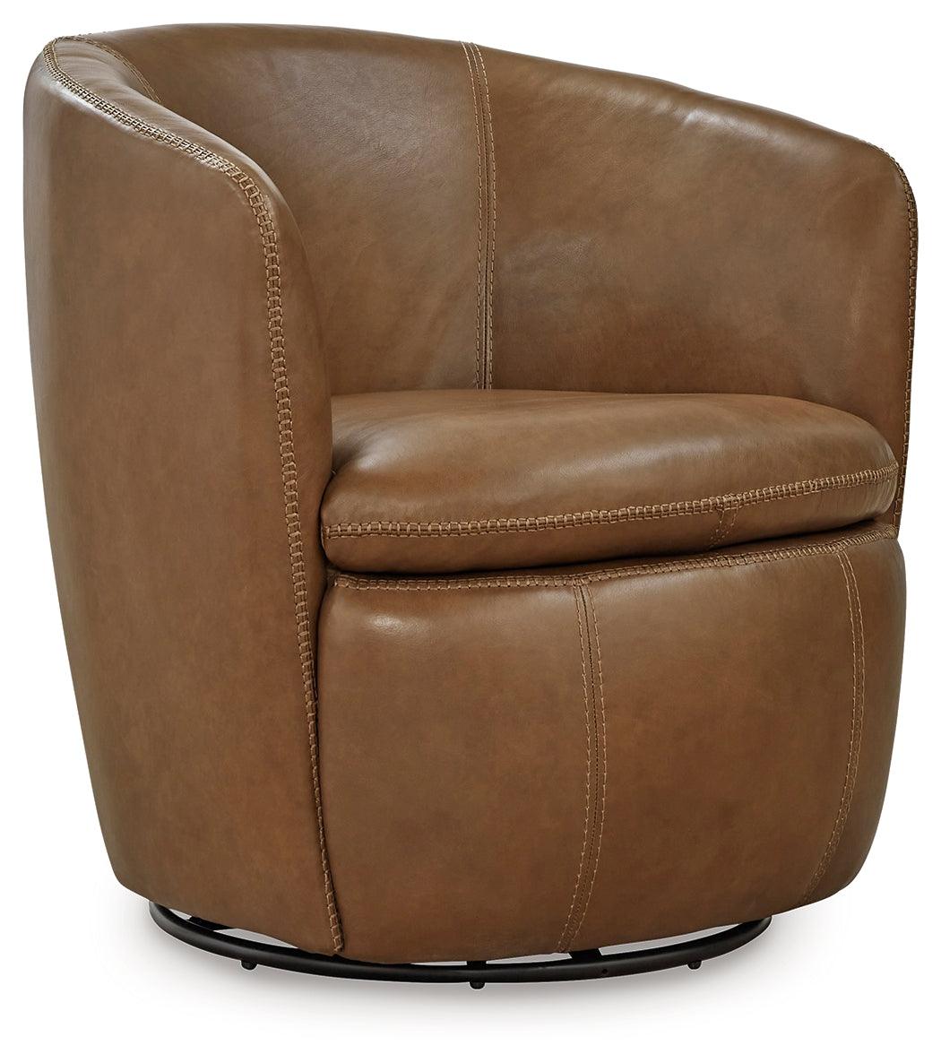 Kierreys Caramel Swivel Chair by Ashley at Eve Furniture