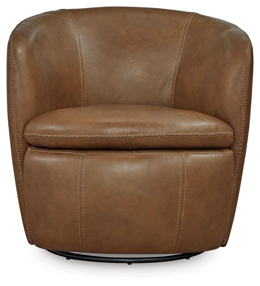 Kierreys Caramel Swivel Chair by Ashley at Eve Furniture