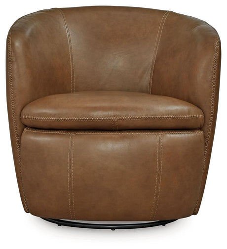 Kierreys Caramel Swivel Chair by Ashley at Eve Furniture