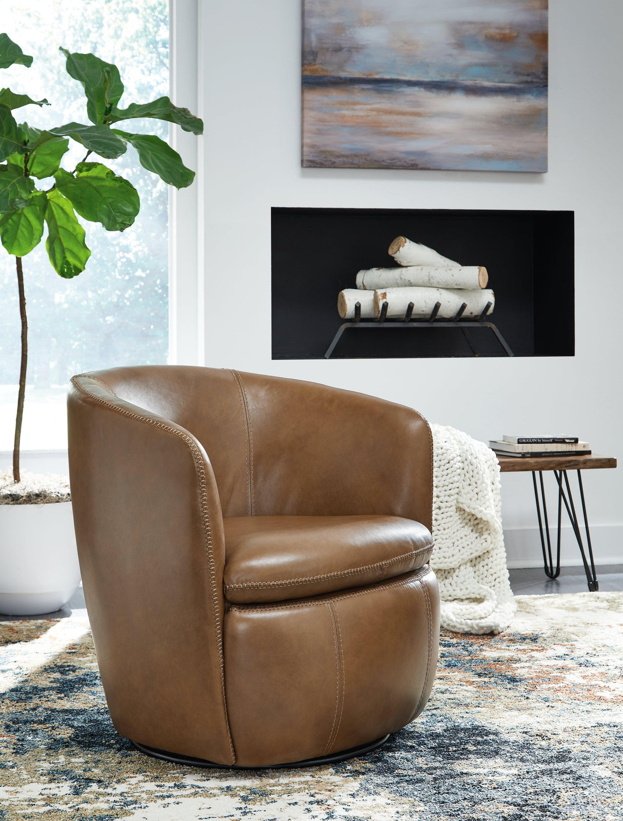 Kierreys Caramel Swivel Chair by Ashley at Eve Furniture