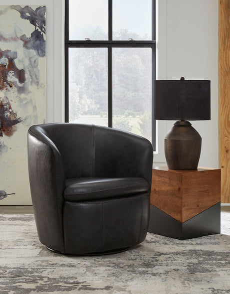 Kierreys Midnight Swivel Chair by Ashley at Eve Furniture