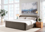 Kiki Upholstered California King Platform Bed in Pumpernickel Boucle
