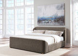Kiki Upholstered California King Platform Bed in Pumpernickel Boucle