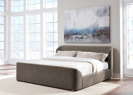 Kiki Upholstered California King Platform Bed in Pumpernickel Boucle by Modus Furniture at Eve Furniture