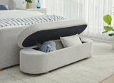 Kiki Upholstered Hinged Storage Bench in Cotton Ball Boucle by Modus Furniture at Eve Furniture