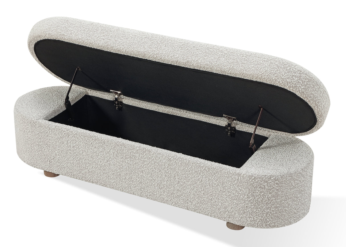 Kiki Upholstered Hinged Storage Bench in Cotton Ball Boucle by Modus Furniture at Eve Furniture