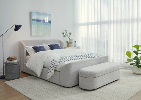 Kiki Upholstered Hinged Storage Bench in Cotton Ball Boucle by Modus Furniture at Eve Furniture