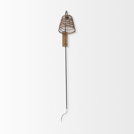 Kiley Brown Woven Shade W/Black Metal Wall Sconce by Mercana at Eve Furniture